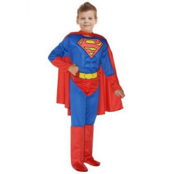 Superman supervaroņa karnevāla kostims apmetņis muskuļots kombinezons josta un zābaki bērniem 5-7g 8-10 g