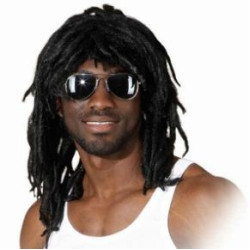 Parūkas afro pusgari melni mati ar drediem pieaugušajiem vīriešiem Rasta JOE