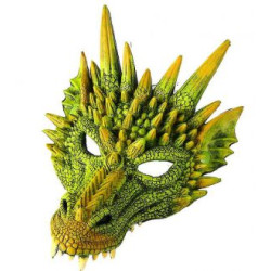 Zaļā pūķa drakona dinozaura acu sejas maskas karnevālam lieliem bērniem pieaugušajiem