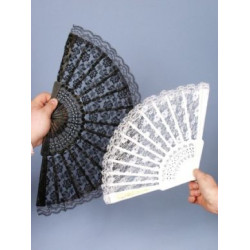 Vēdeklis melns mežģīņu karnevāla masku aksesuāri R 22,5 cm 