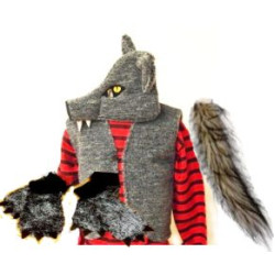 Vilka ausis-cepure/purns aste 4 ķepas un veste vilks maskas kostīms bērniem 140-170