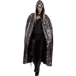 Halloween zirneklis garš melns viegls apmetnis ar kapuci lieliem bērniem pieaugušajiem