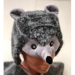 Eža maskas cepure bērniem V 50-56 cm pelēka ar kažokādas adatām bērniem pieaugušajiem karnevāla