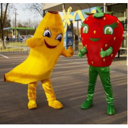 Mascot Talismani Banans Zemene pilna auguma lelles kostīma izgatavošanas pasūtījuma dizaina bilde