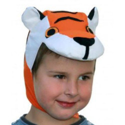 Tīģera maskas cepure bērniem 3-8 g oranžas karnevāla kostīmam džungļu zvēri dzīvnieki