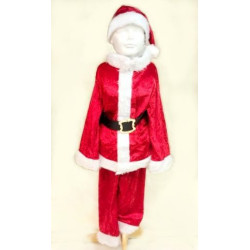 Mazais Santa Klauss Salavecīša kostīms bērniem 5-6 gadi tērps bikses 62 cm garas, josta, cepure un īsais mētelis plīša 